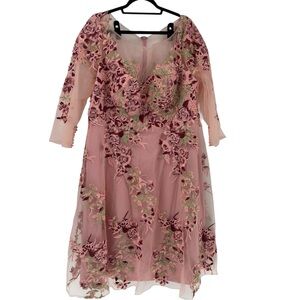 JJ's House Formal Dress US 22 Floral Embroidery Illusion Mesh Holiday Party New